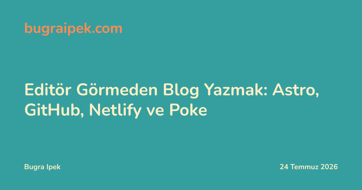 Editör Görmeden Blog Yazmak: Astro, GitHub, Netlify ve Poke - Önizleme Görseli